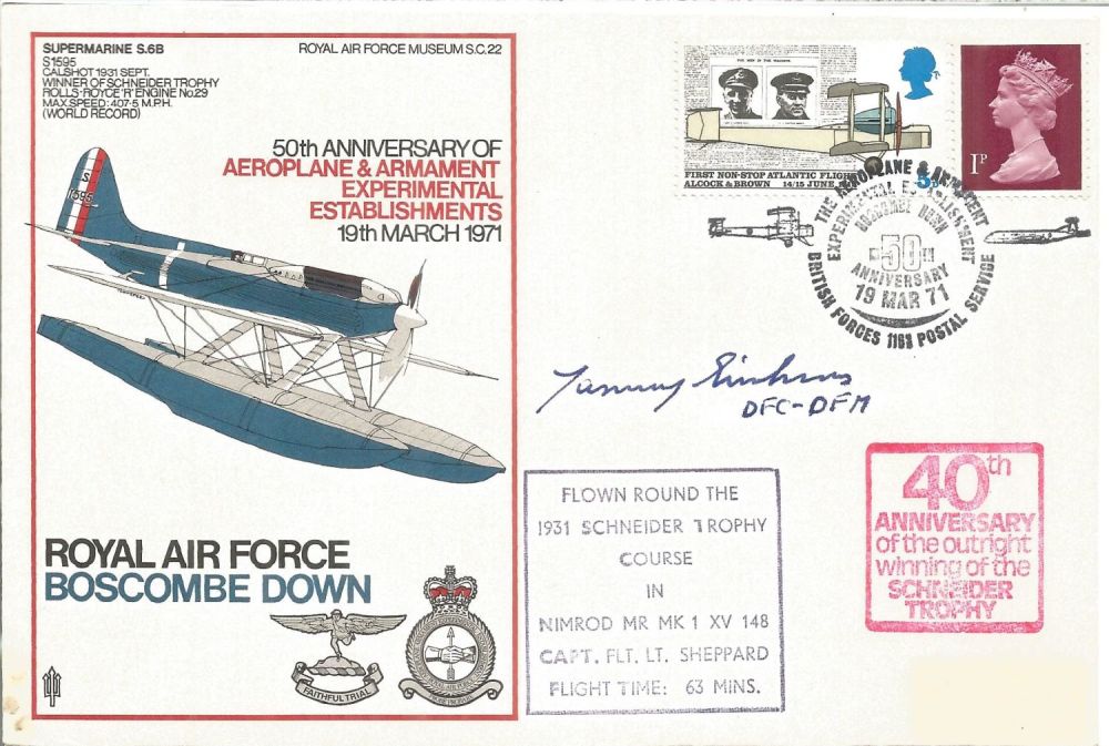 Lot 596: Tammy Simpson DFC DFM signed RAF Boscombe Down...
