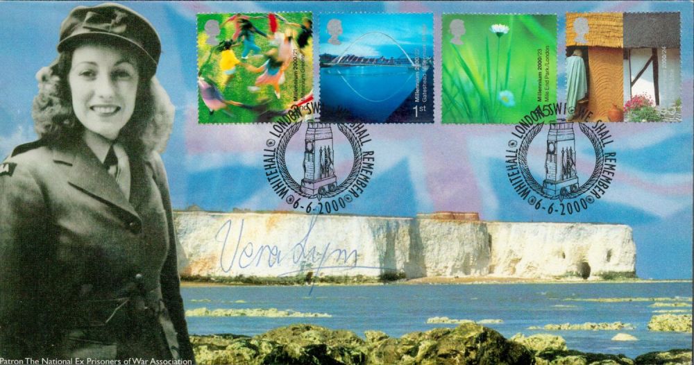 Lot 608: Vera Lynn signed We Shall Remember FDC. 6/6/2000...