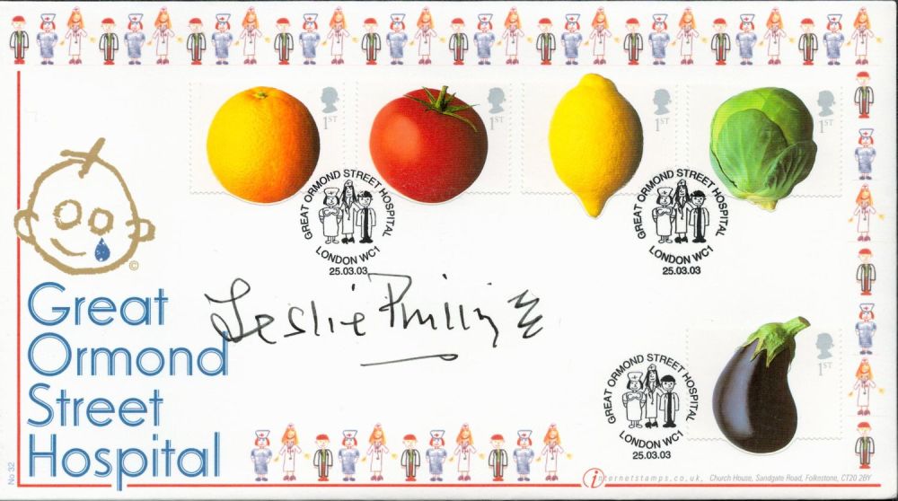Lot 611: Leslie Phillips signed Great Ormond Street FDC. 25/3/03...