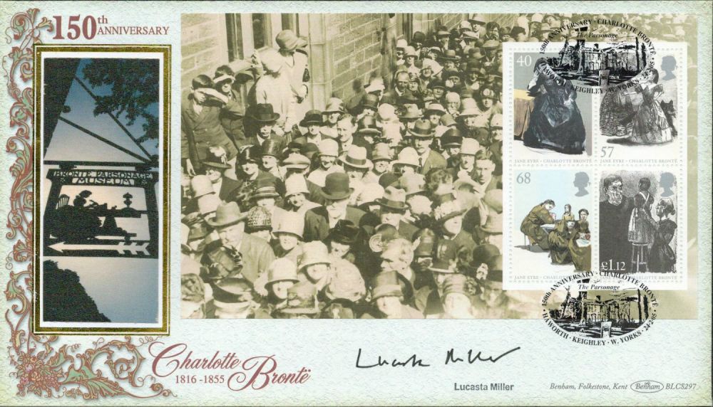 Lot 621: Lucasta Miller signed 150th anniv Charlotte Bronte FDC....