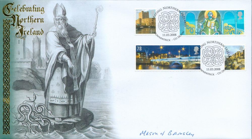 Lot 623: Mason of Barnsley signed Celebrating Northern Ireland FDC....