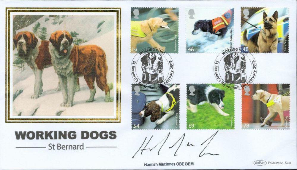 Lot 630: Hamish Macinnes OBE signed Working Dogs FDC. 5/2/2008...