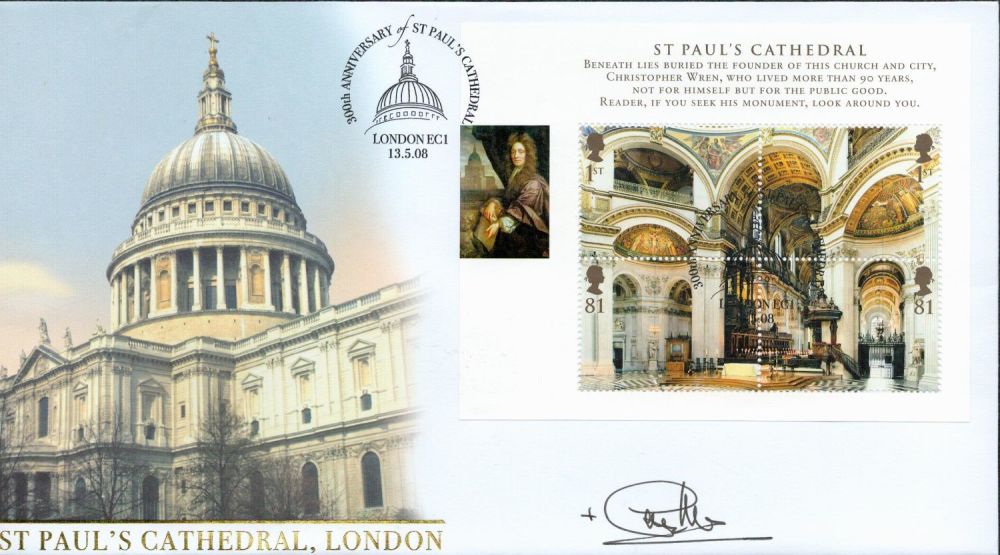 Lot 643: Rev Graeme Knowles signed St Pauls Cathedral FDC....