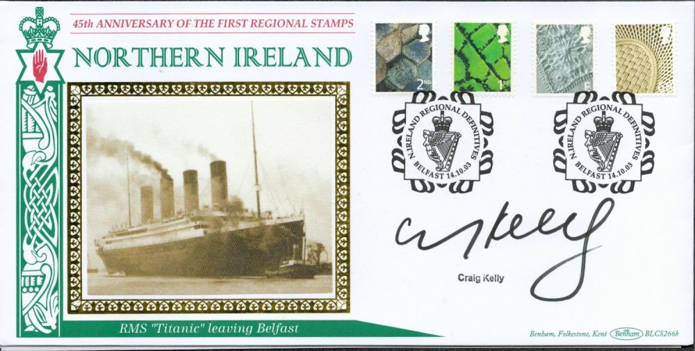 Lot 644: Craig Kelly signed Northern Ireland FDC. 14/10/03 Belfast...