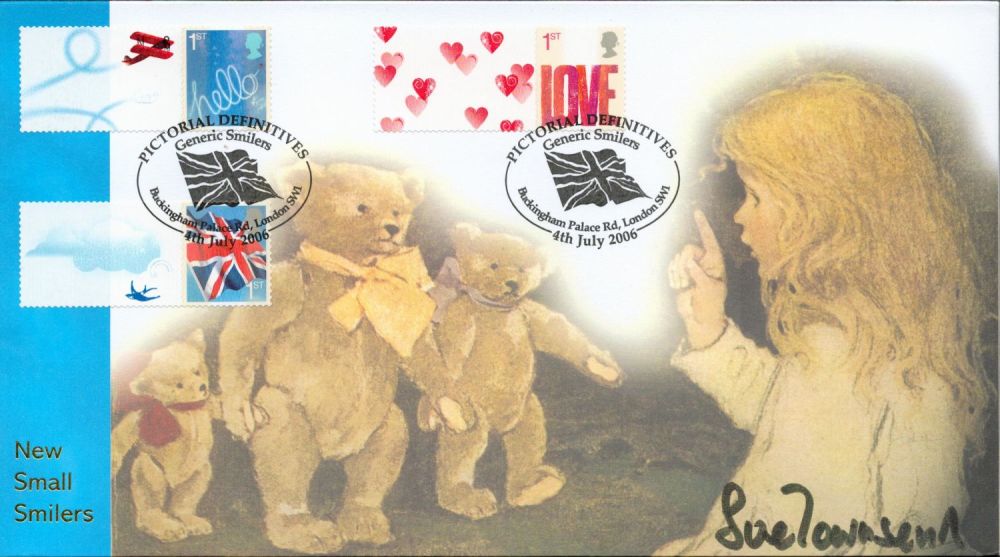 Lot 652: Sue Townsend signed New small smilers FDC. 4/7/2006...