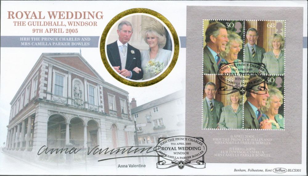 Lot 658: Anna Valentine signed Royal Wedding FDC. 9/4/2005 Windsor...