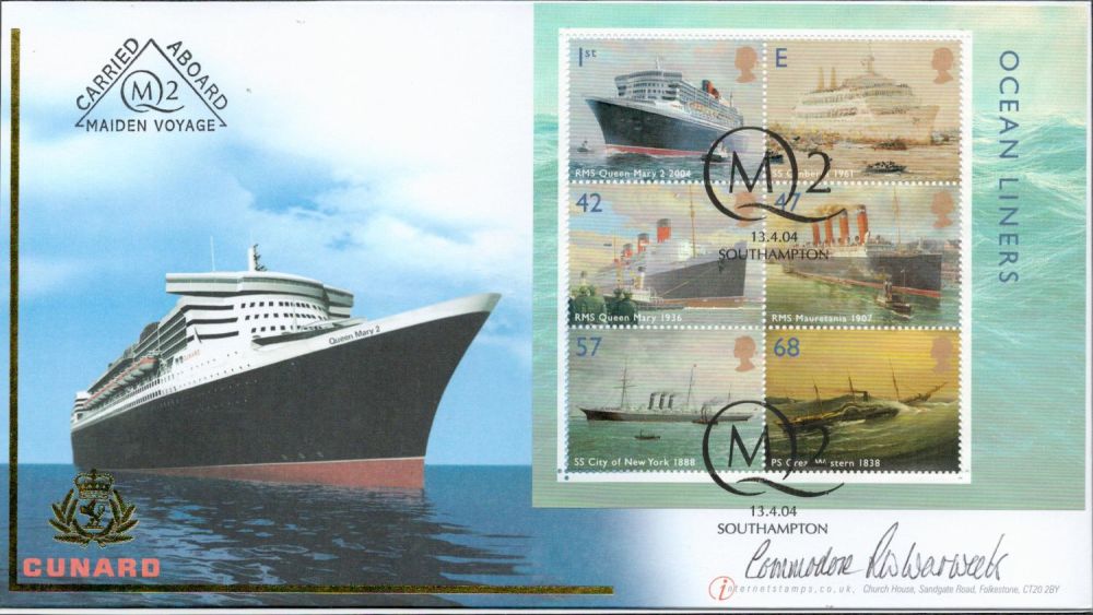 Lot 667: Commodore Warwick signed Cunard FDC. All autographs come...