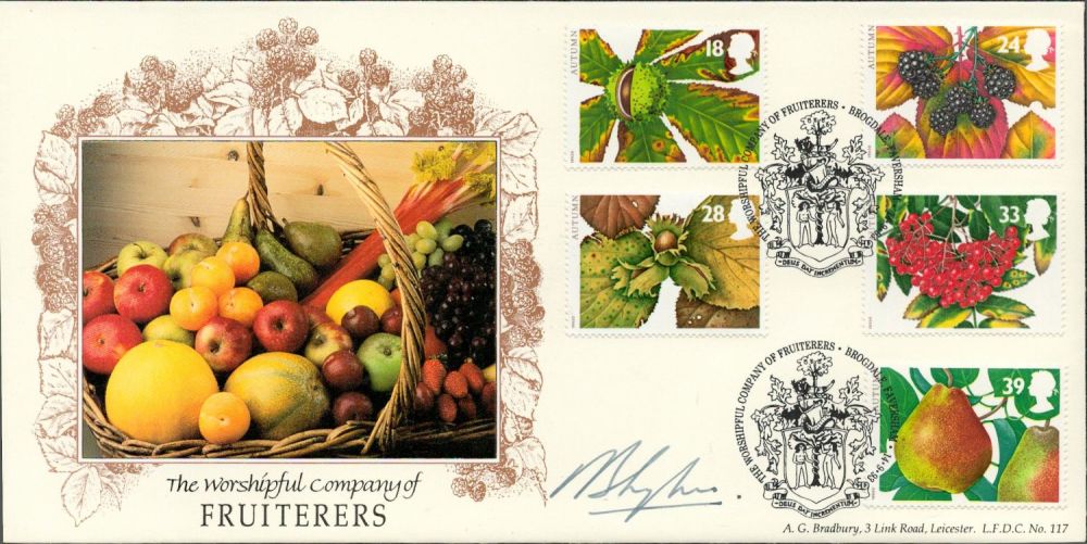 Lot 670: Michael Sykes signed Fruiterers FDC. 14/9/93 Brogdale postmark....