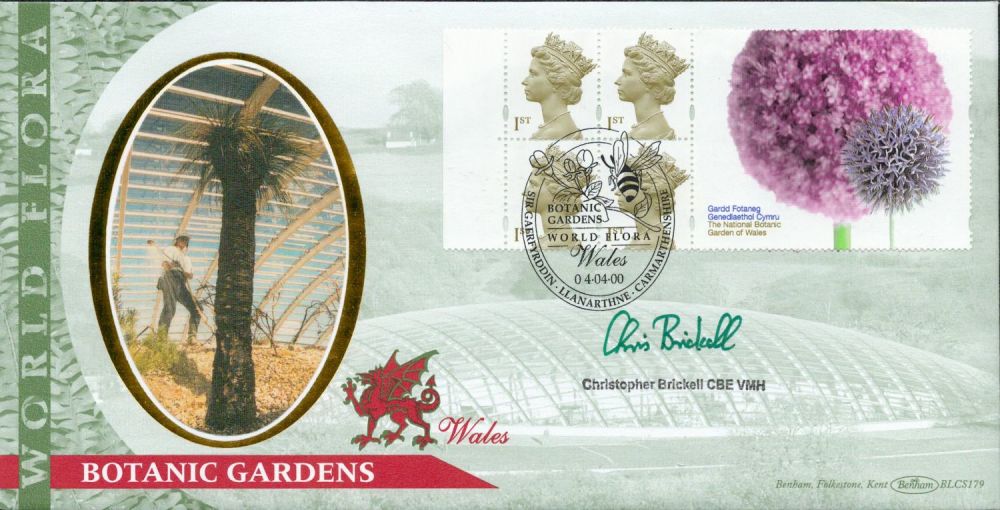 Lot 674: Christopher Brickell signed Botanic Gardens FDC. 4/4/00 Carmarthenshire...