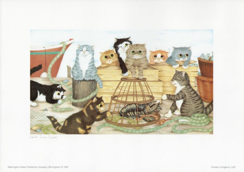 Lot 707: Linda Jane Smith Print. Print Showing Cats. Printed...