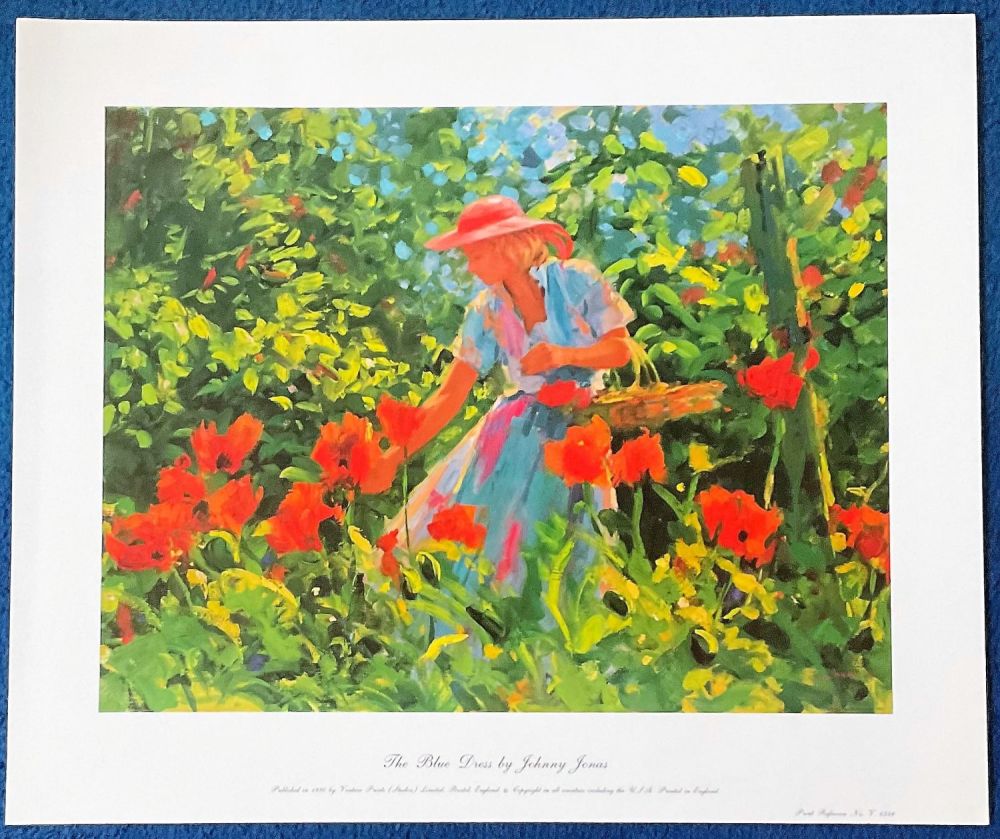 Lot 740: Johnny Jonas Coloured Print Titled The Blue Dress....