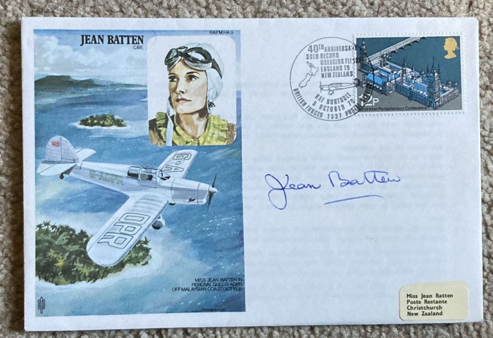 Lot 59: Aviation pioneer Jean Batten signed HA9b Jean Batten...