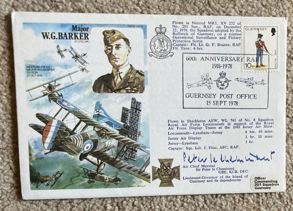 Lot 85: ACM Peter Le Cheminant DFC signed HA35b Major...