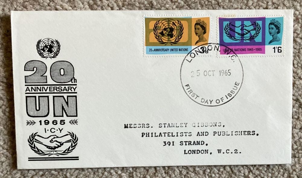 Lot 258: 1965 United Nations FDC with neat typed address...