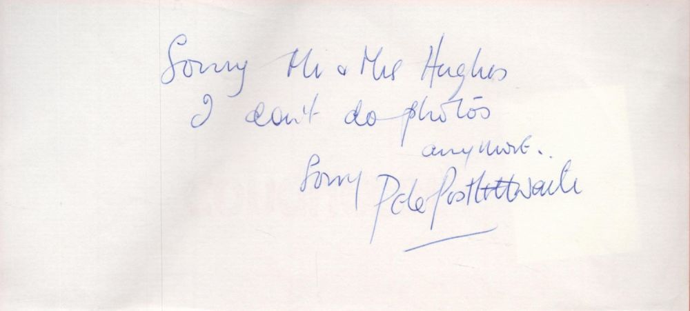 Lot 155: Pete Postlethwaite Signed Note, Apologising for not sending...