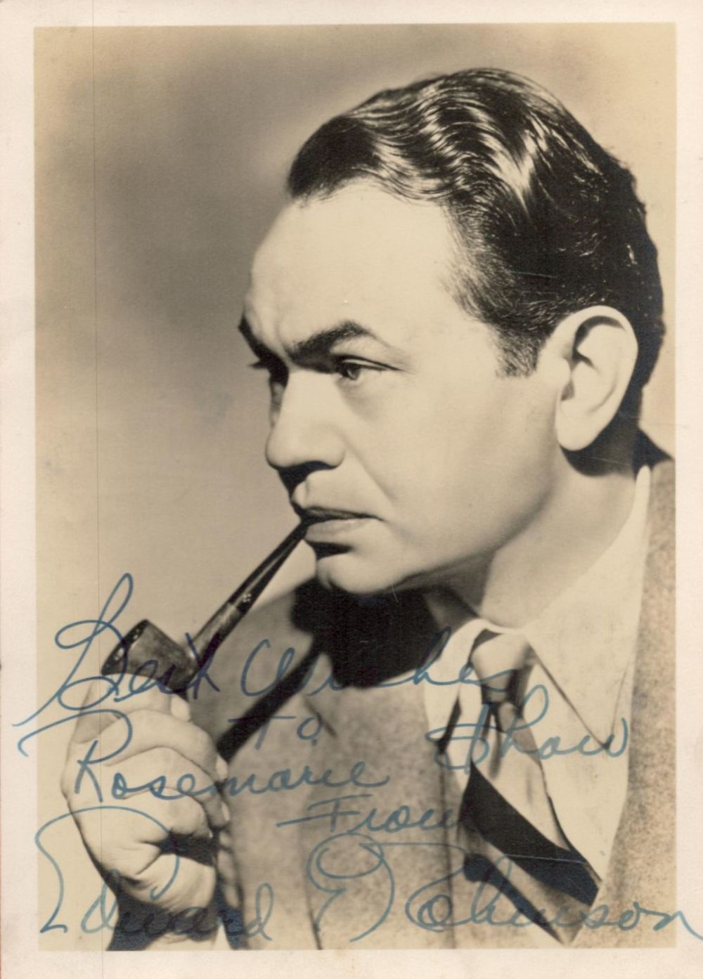 Lot 161: Edward G Robinson Signed 7 x 5 inch...