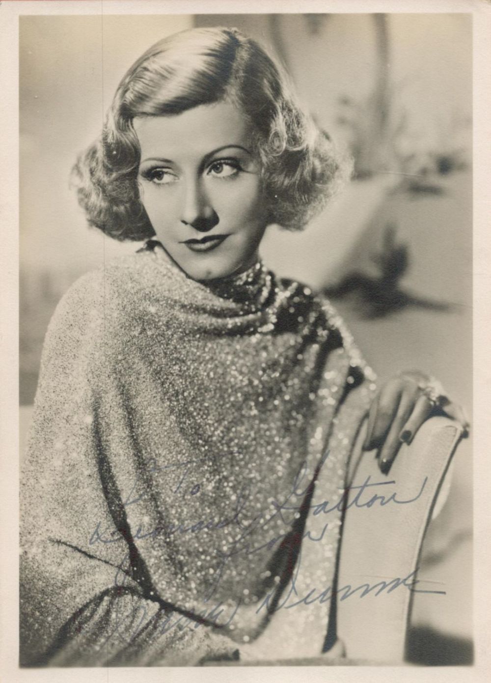 Lot 162: Irene Dunne Signed 7 x 5 inch Vintage...