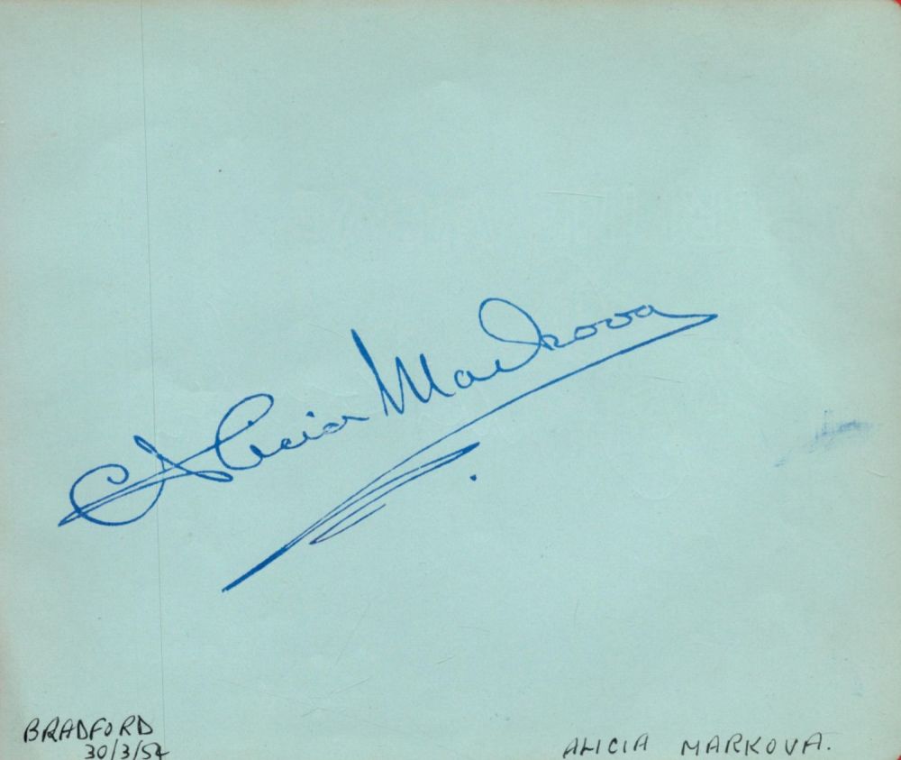 Lot 168: English Ballerina Alicia Markova Signed on a Blue...