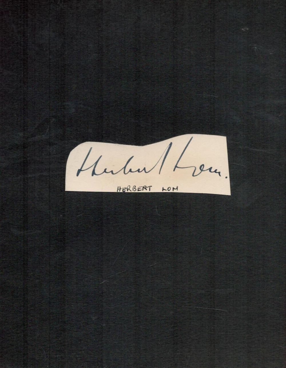 Lot 169: Herbert Lom Signed Small Signature Piece. Signed in...