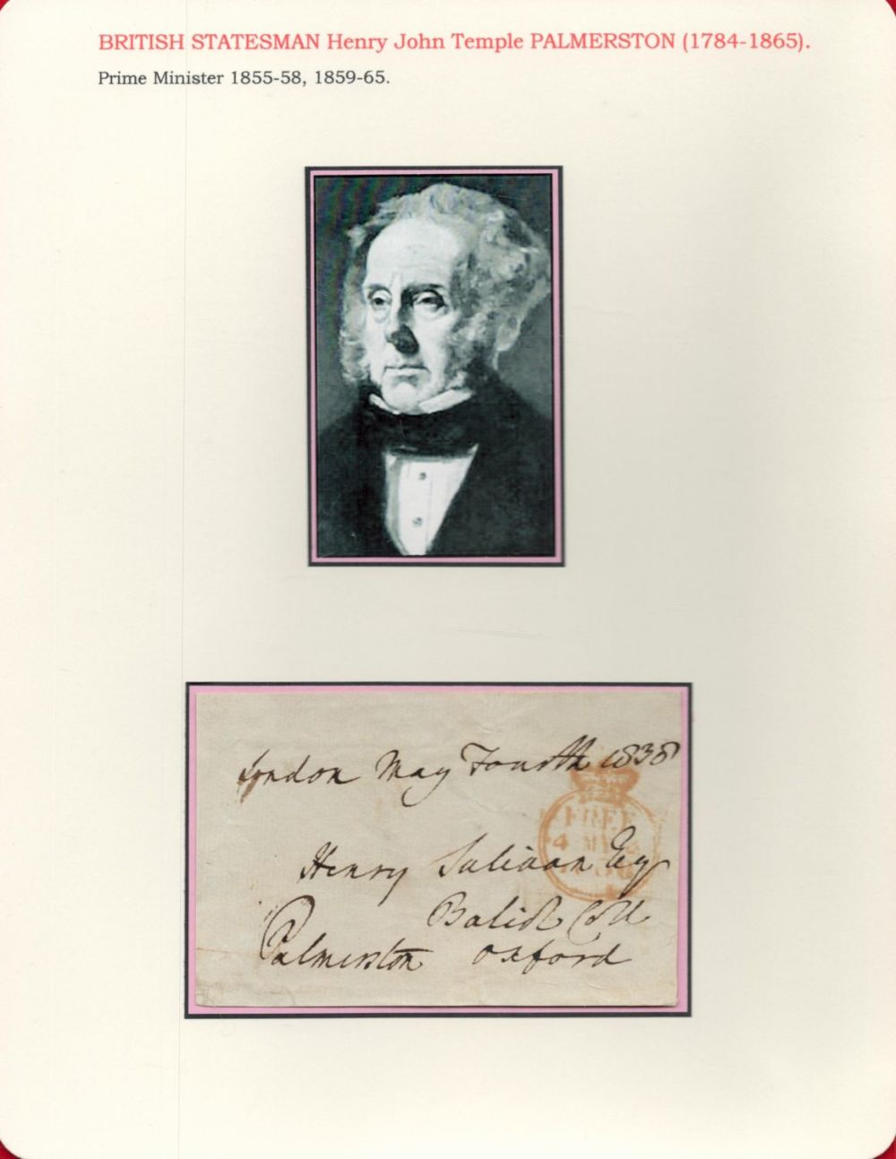 Lot 170: Former Prime Minister Henry Palmerston Signed Signature Piece....