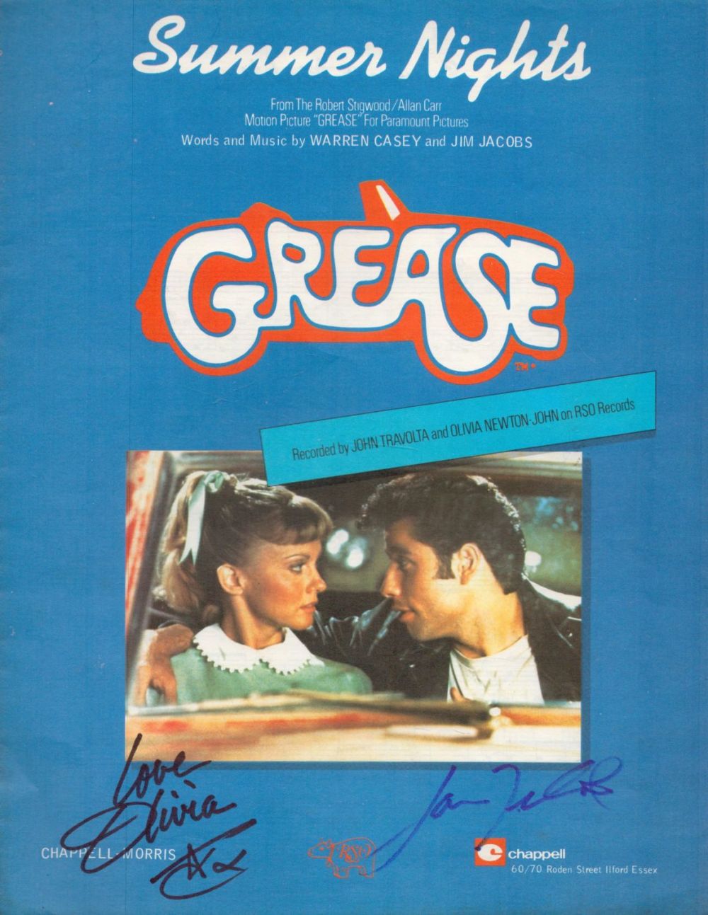 Lot 174: Olivia Newton-John and John Travolta Signed Grease Summer...