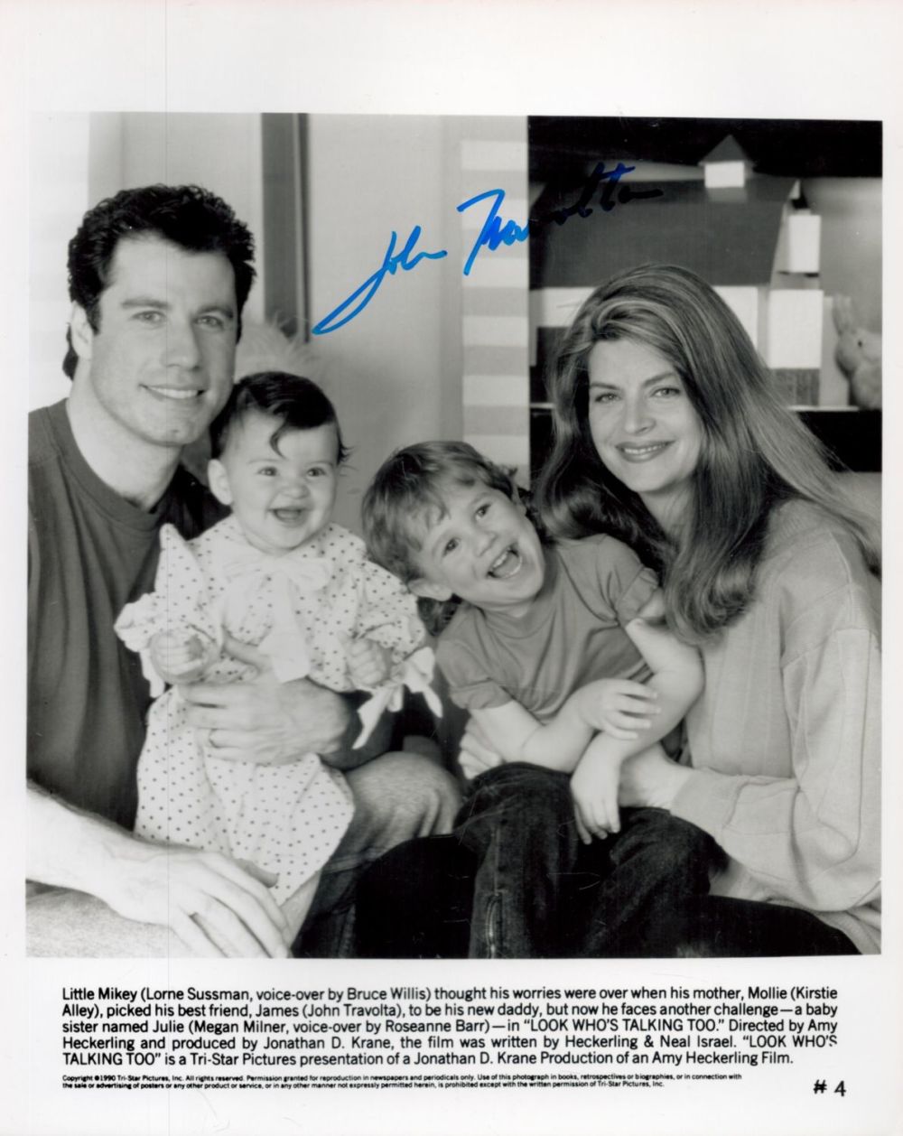 Lot 175: John Travolta Signed 10x8 inch Black and White...