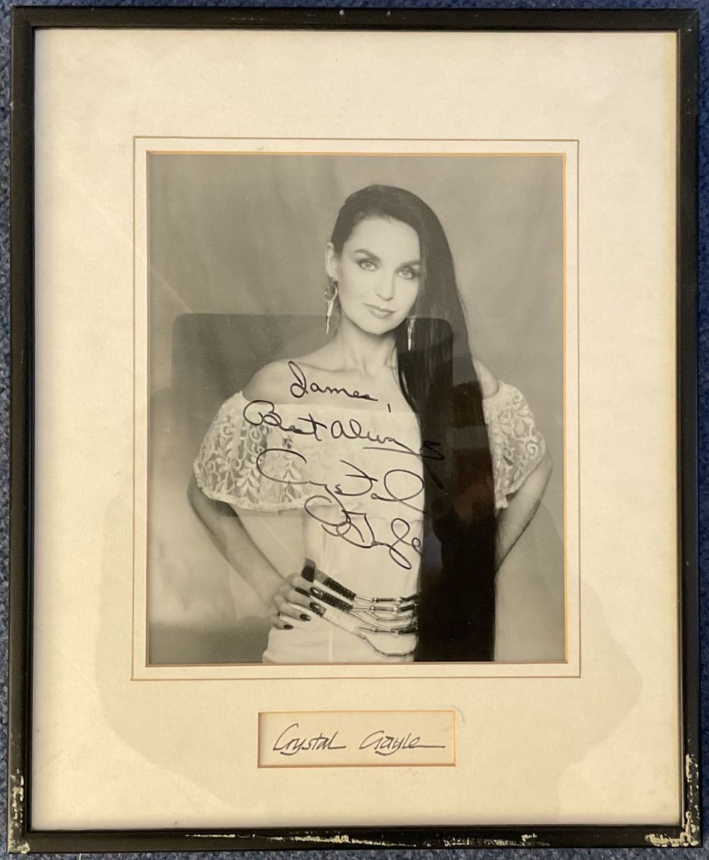 Lot 219: Crystal Gayle Signed 10x8 inch Black and White...