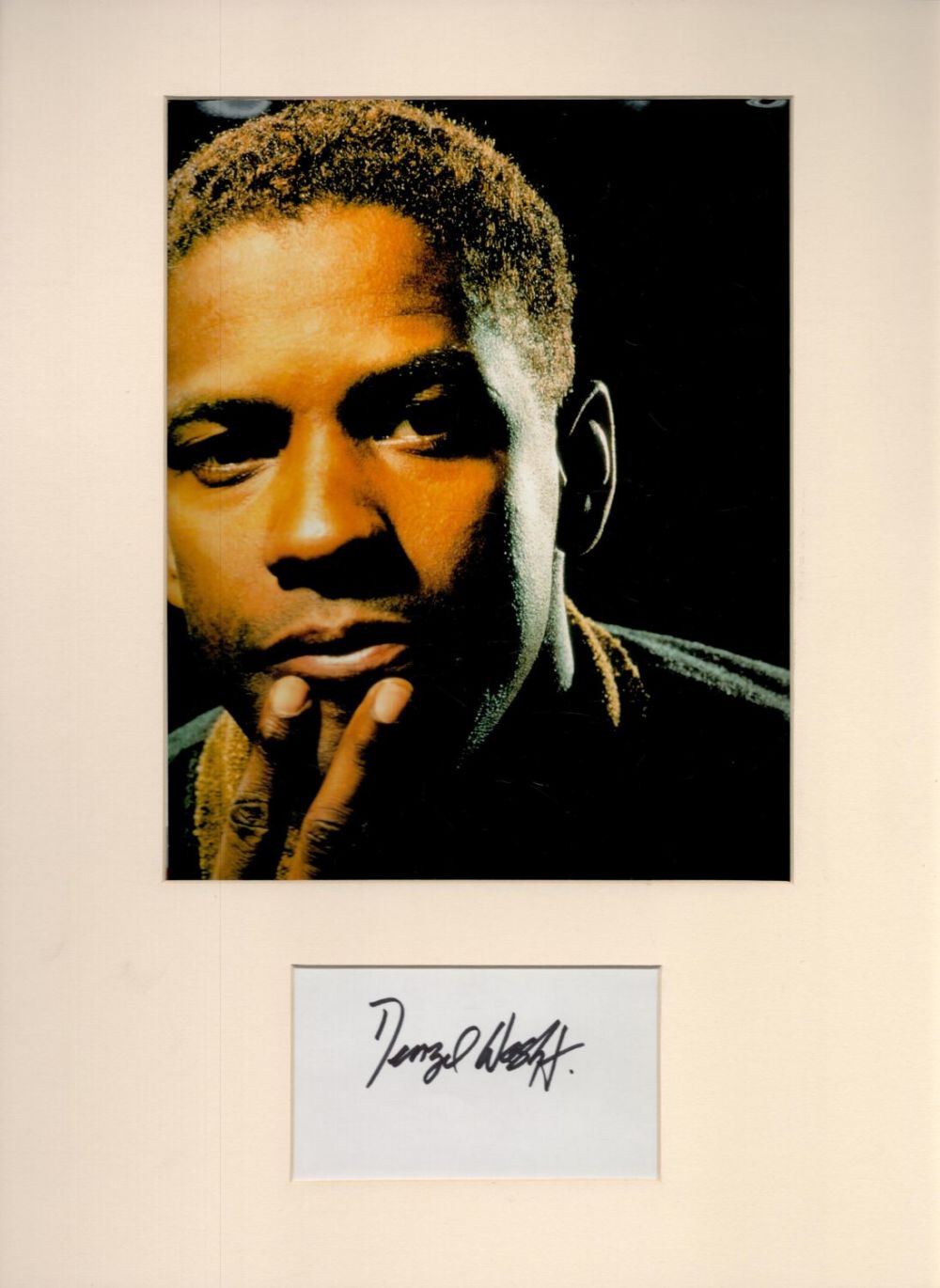 Lot 228: Denzel Washington 16x12 overall mounted signature piece includes...