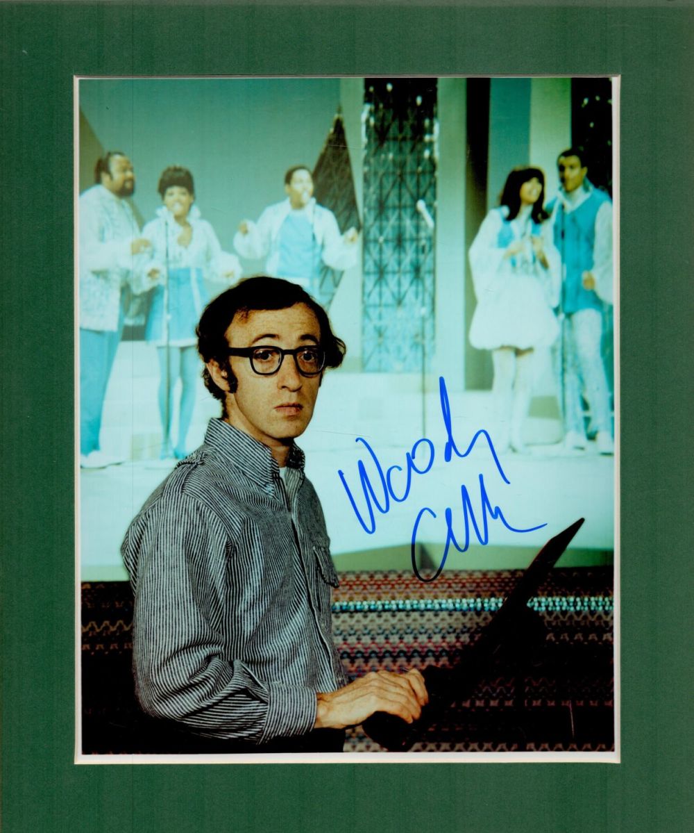 Lot 231: Woody Allen signed 12x10 overall mounted colour photo....