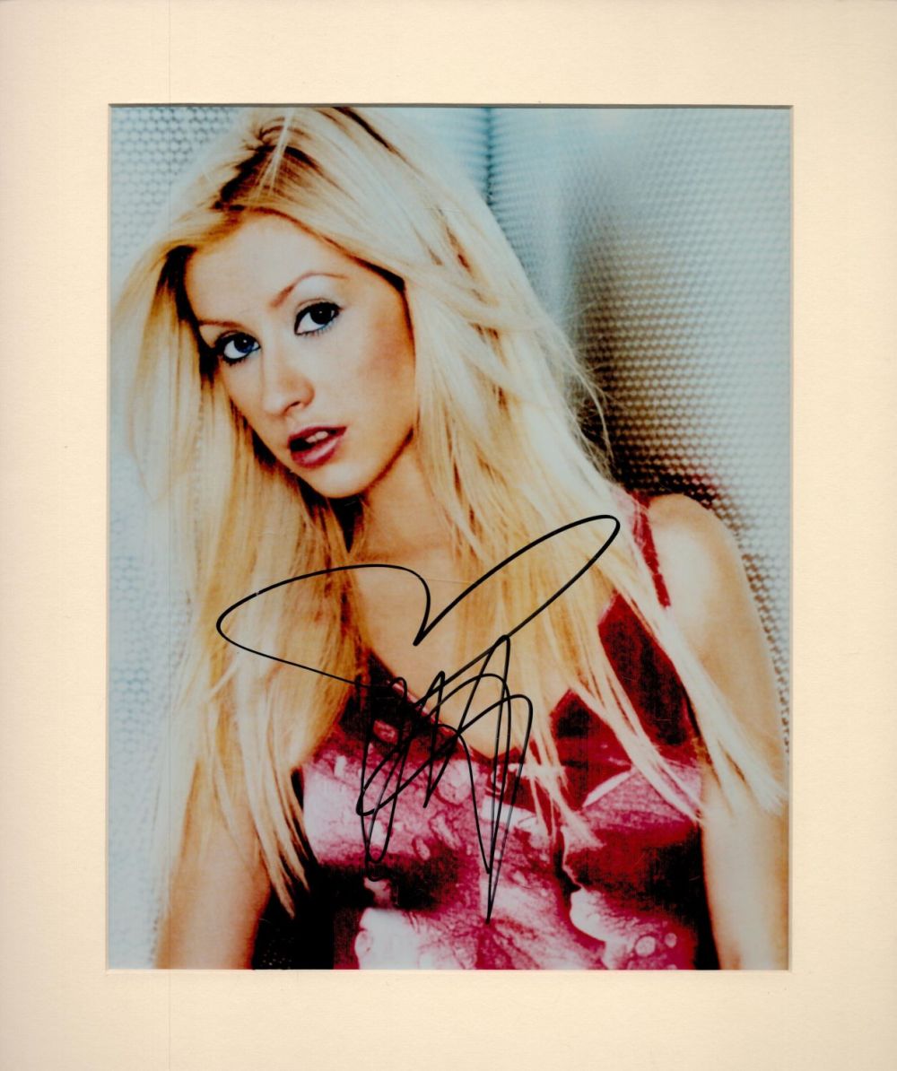 Lot 242: Christina Aguilera signed 12x10 overall mounted colour photo....