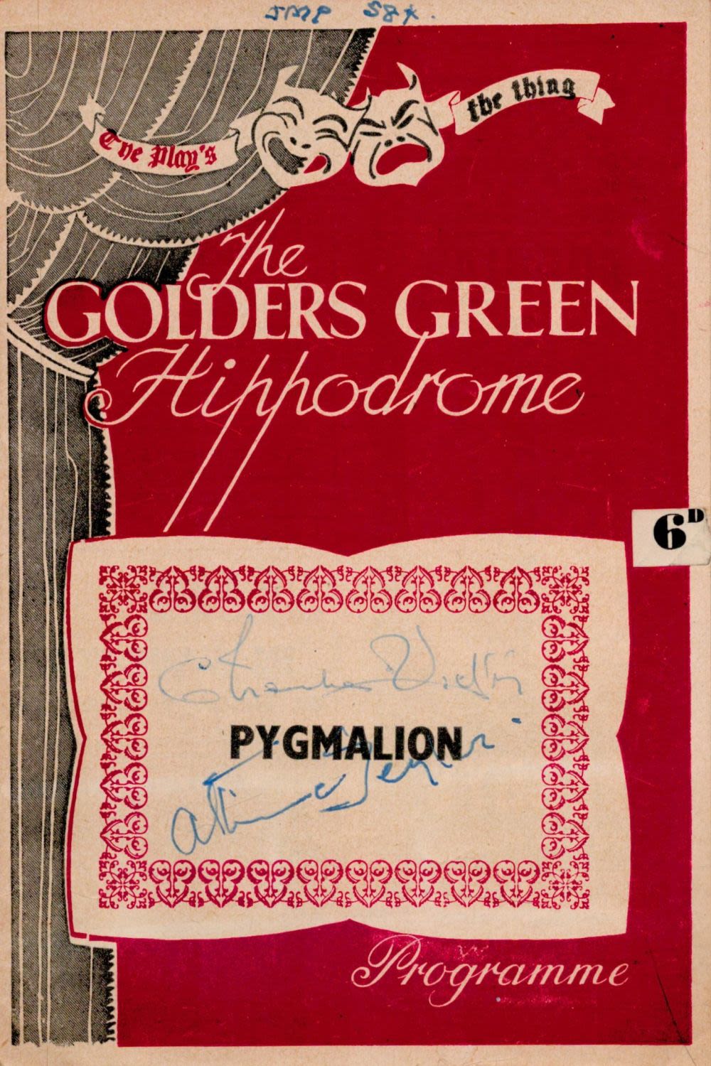 Lot 3: Theatre programme for Golders Green Hippodrome for Pygmalion....