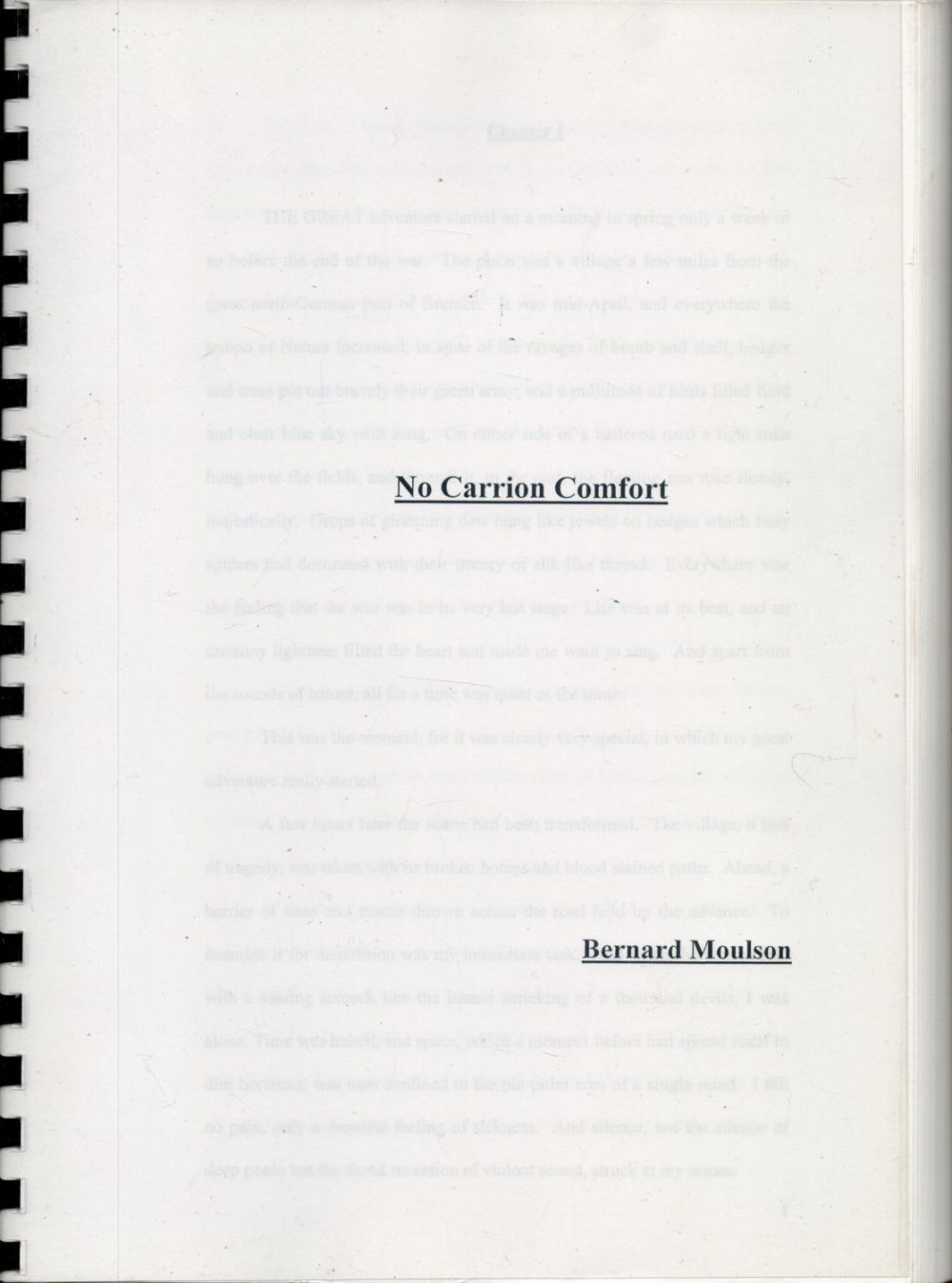 Lot 160: Bernard Moulson No Carrion Comfort. Typescript of 157...
