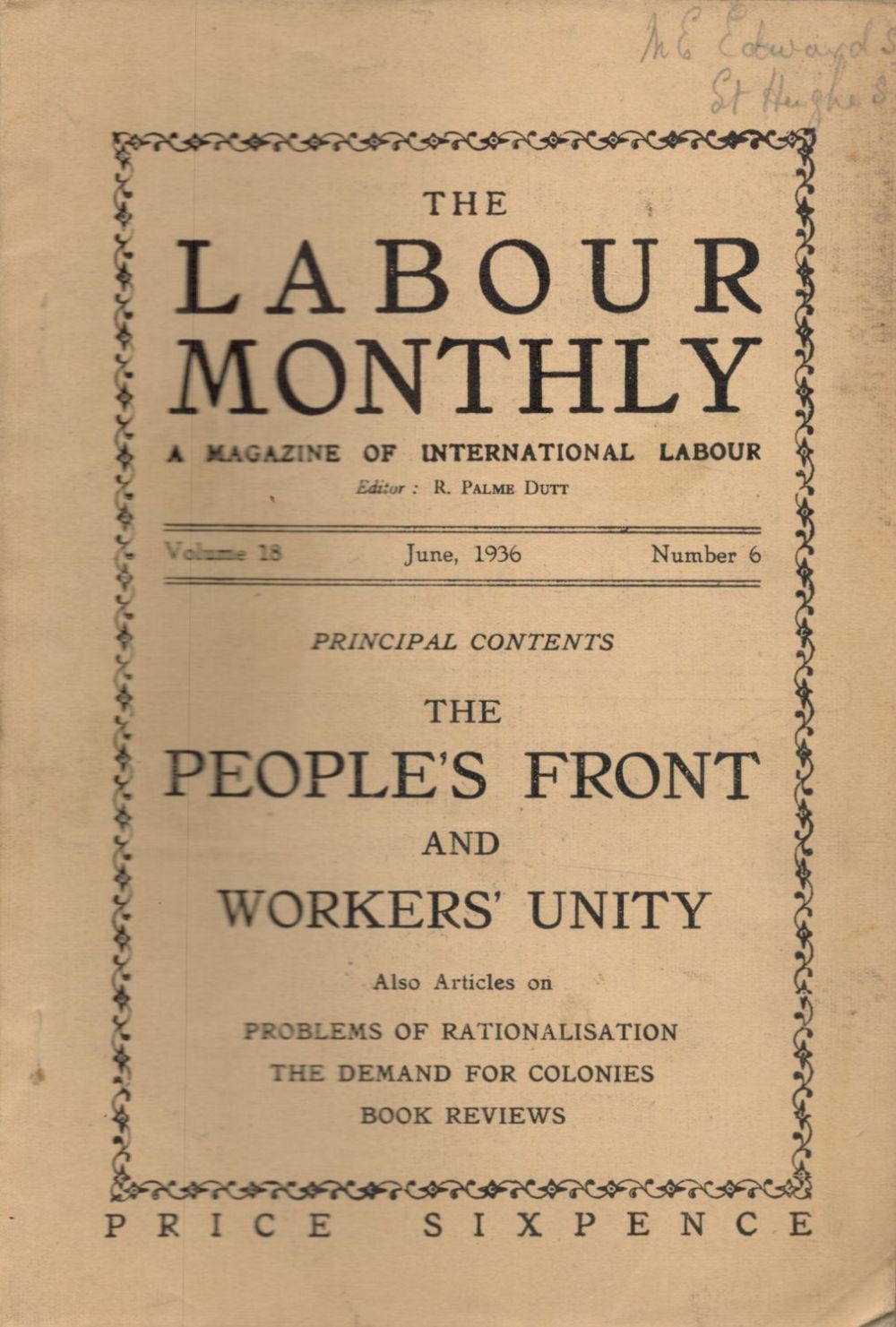 Lot 343: Labour Monthly Journal 1946. A magazine of International...