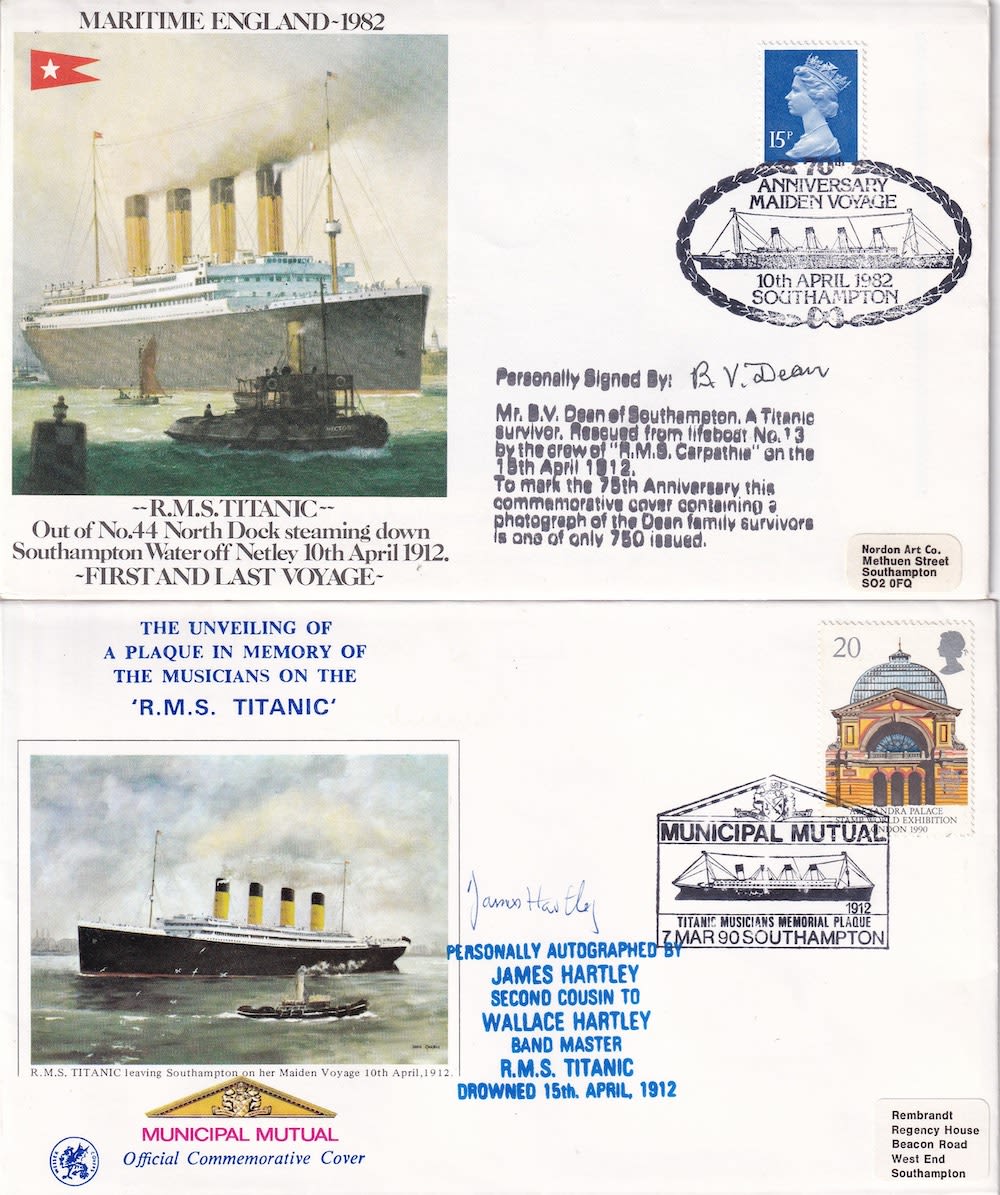 Lot 121: Titanic Collection Bertram Dean (Survivor) + Survivors Relatives...