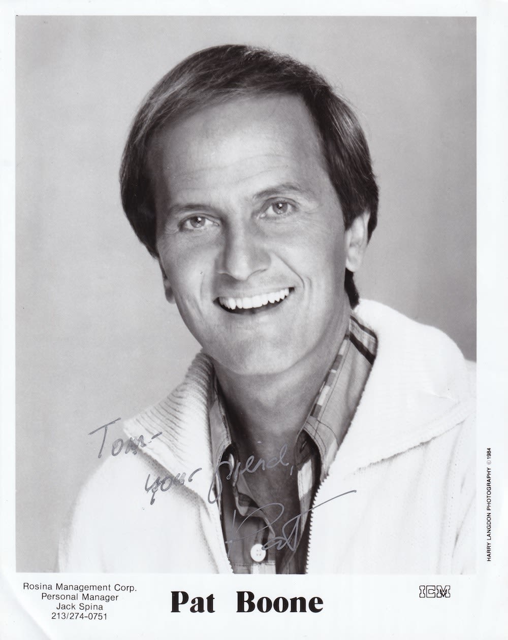 Lot 264: Pat Boone Chart Topping Superstar 10x8 inch Signed...