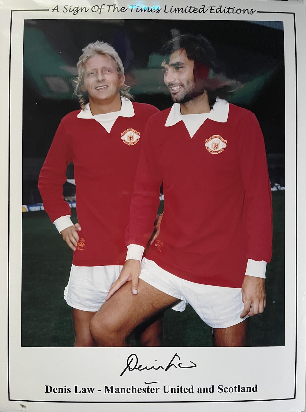 Lot 273: Denis Law Manchester United Legend Large 16x12 inch...