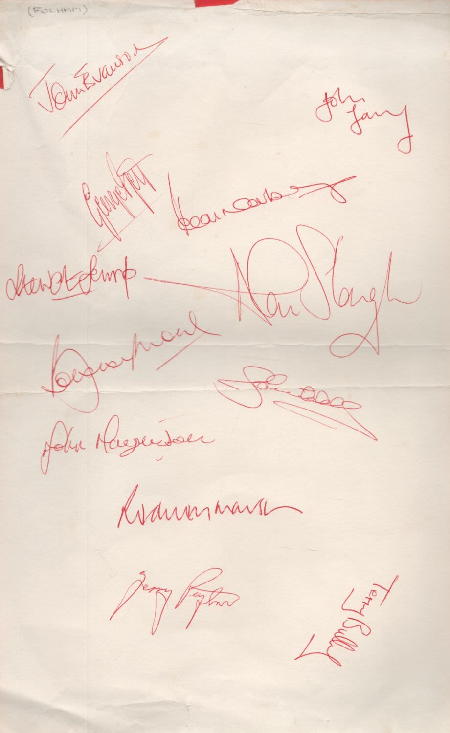 Lot 56: Fulham vintage multi signed sheet includes George Best,...