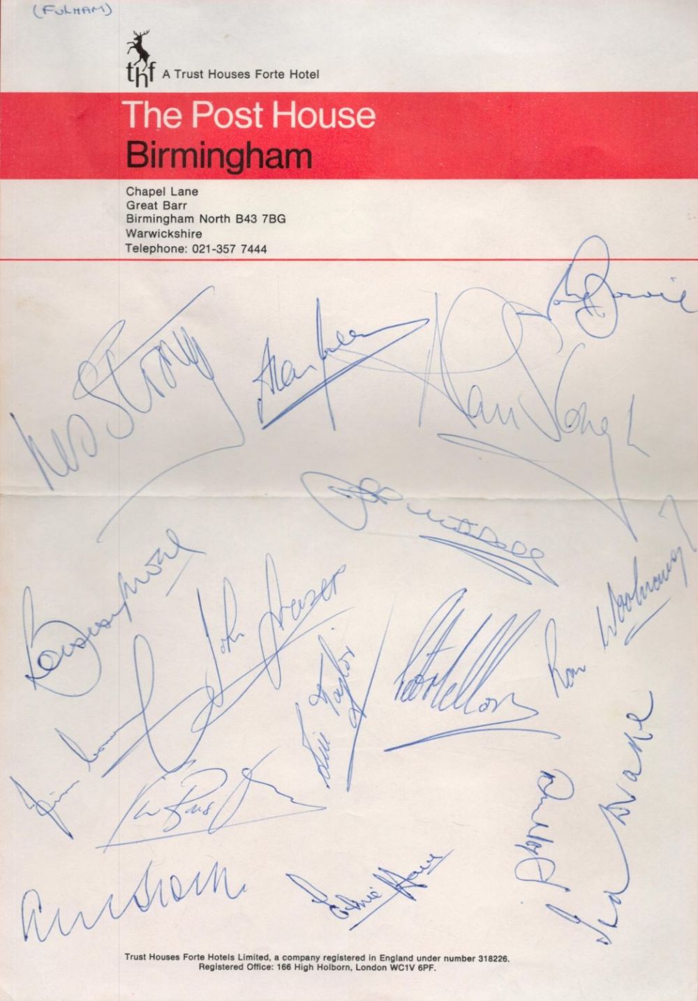 Lot 57: Fulham vintage multi signed sheet includes Bobby Moore,...