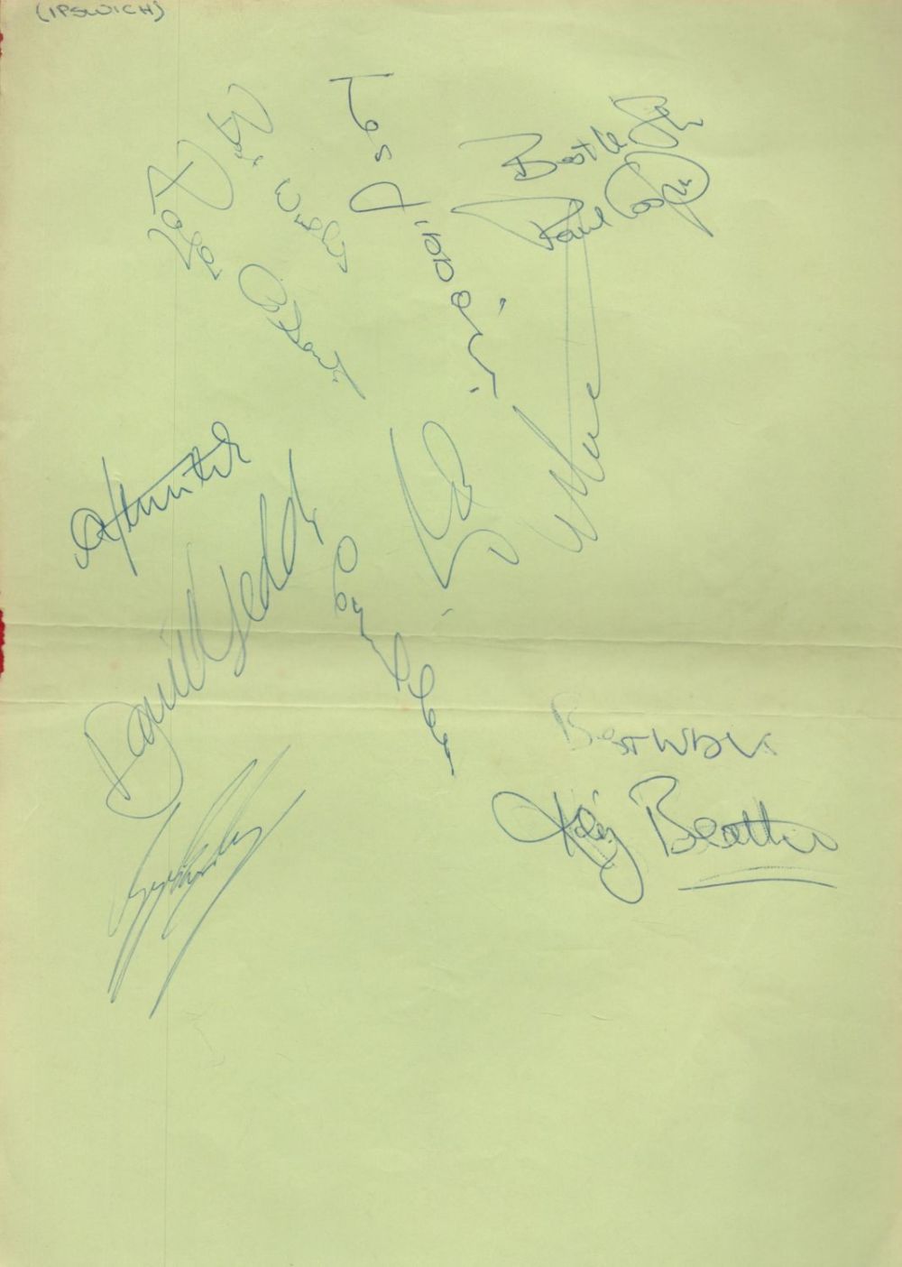 Lot 61: Ipswich Town FC vintage Signature collection on A4...