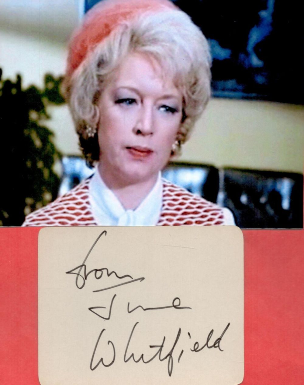 Lot 74: June Whitfield signed 5x4 approx album page and...