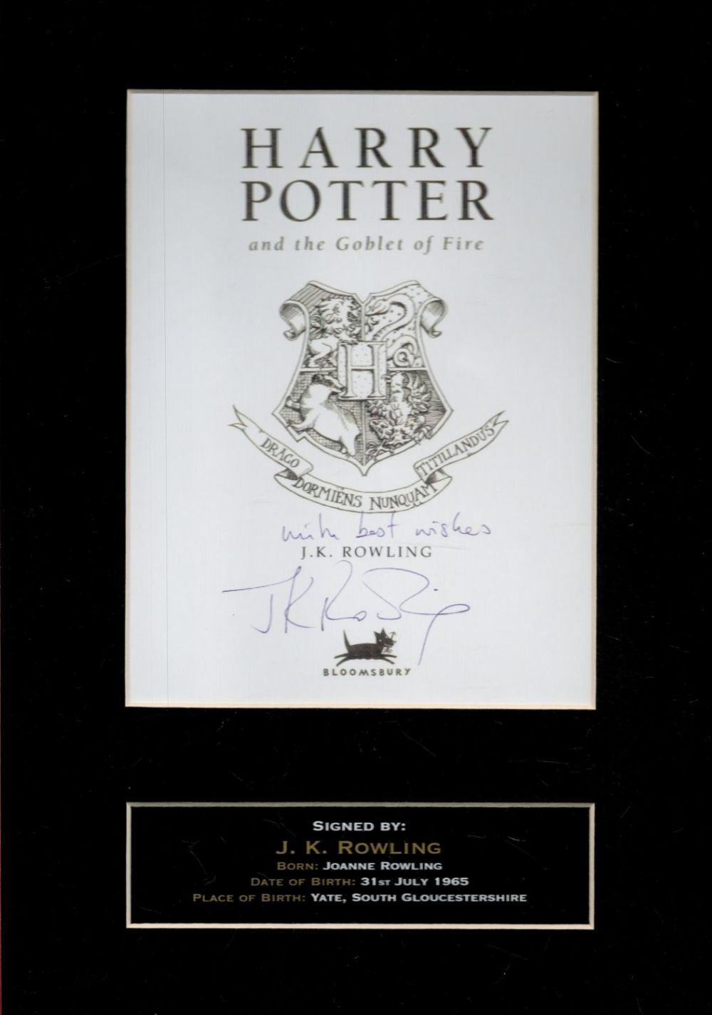Lot 106: JK Rowling signed 12x8 overall mounted Harry Potter...