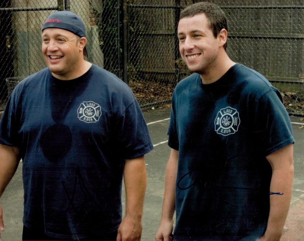 Lot 141: Adam Sandler and Kevin James Signed 10x8 inch...