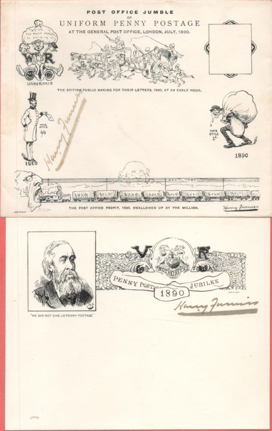 Lot 182: 1890 PO Jubilee Envelope Harry Furniss in Black...