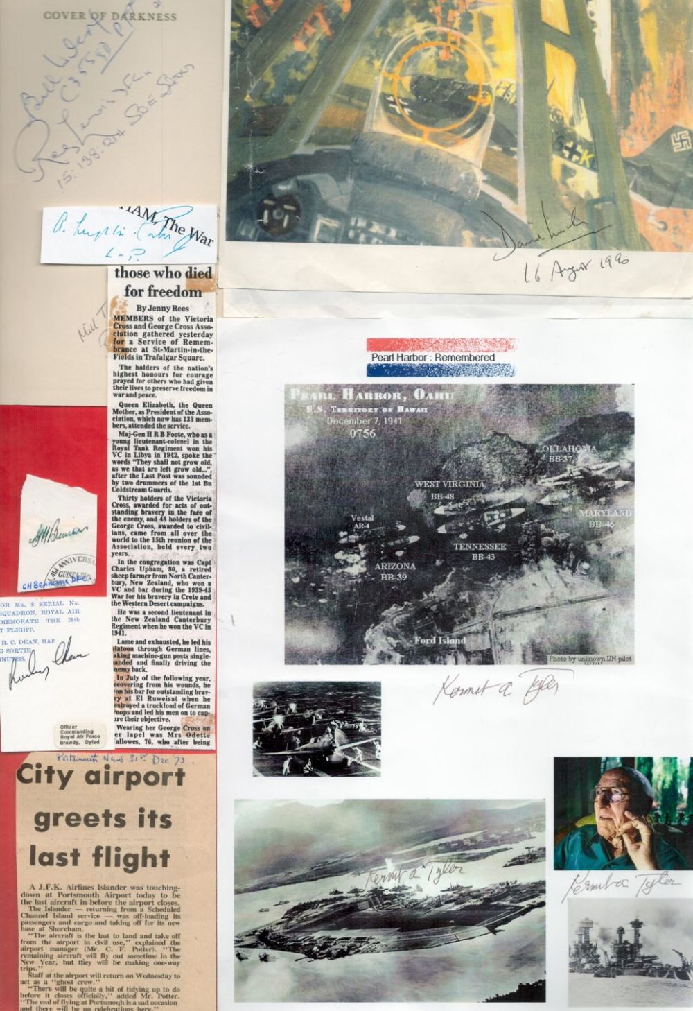 Lot 213: WW2 signed collection, assorted clippings, letters, photos. Includes...