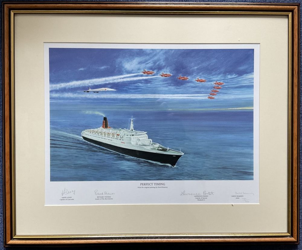 Lot 221: Perfect Timing Concorde Red Arrows and QEII Framed...