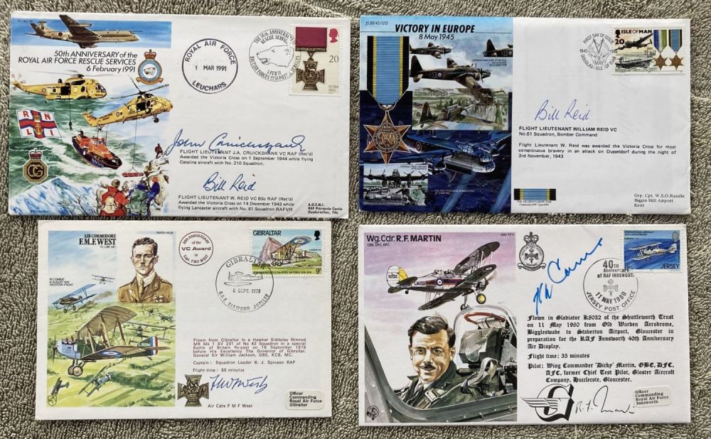 Lot 253: Victoria Cross signed collection of four RAF covers...