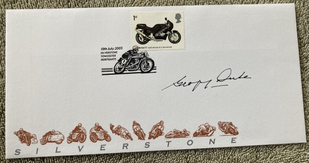 Lot 264: Motor Cycle legend Geoff Duke signed 2005 Silverstone...