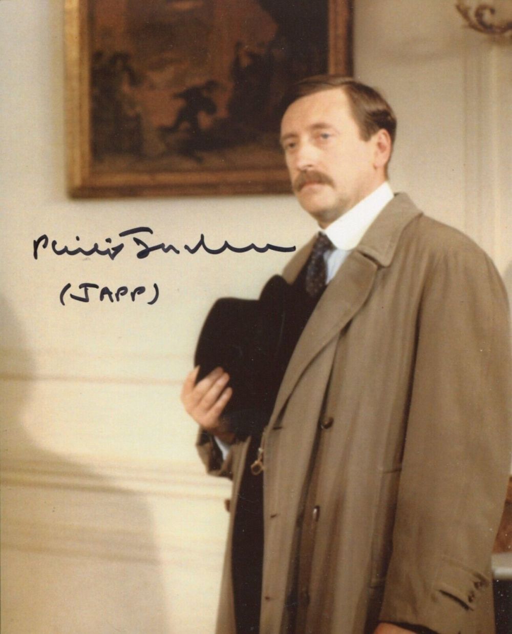 Lot 283: Poirot 8x10 photo signed by actor Phillip Jackson...