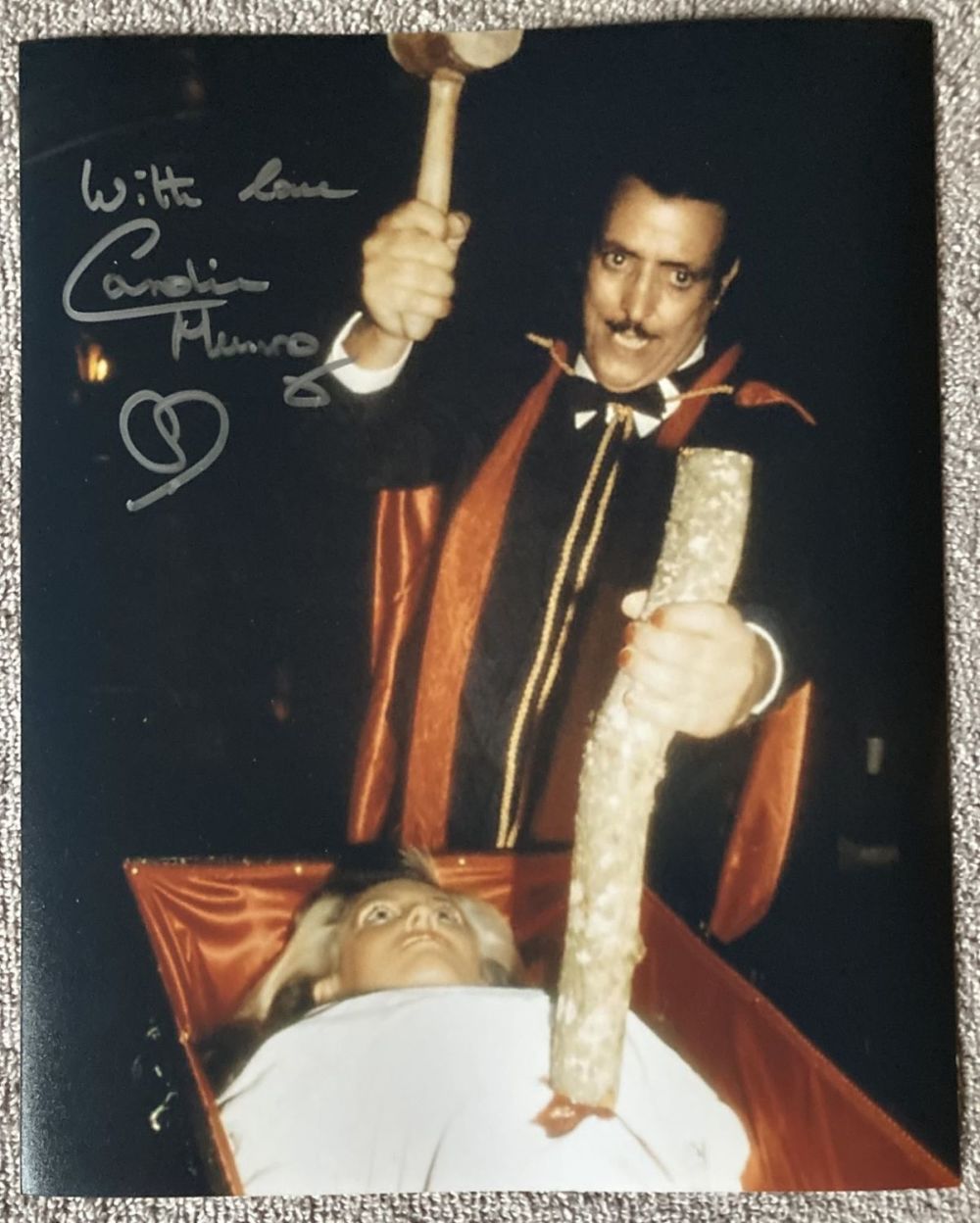 Lot 297: Dracula vampire movie photo signed by Caroline Munro....