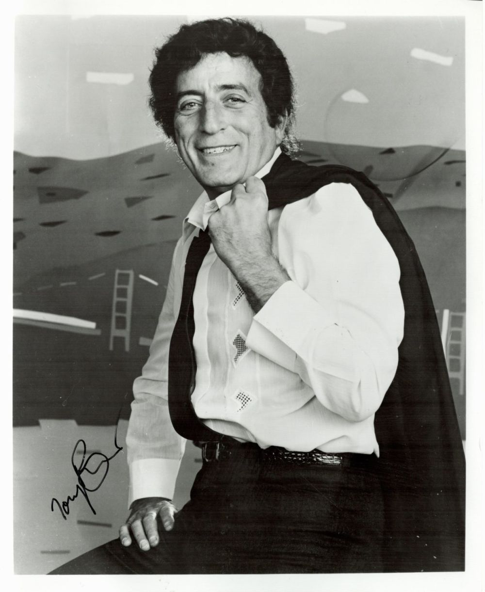 Lot 340: Tony Bennett signed 10x8 black and white photo....